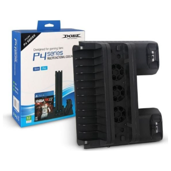 Dobe - PS4 - Charging & Cooling Stand - Multi-functional, Dual Controller - Black