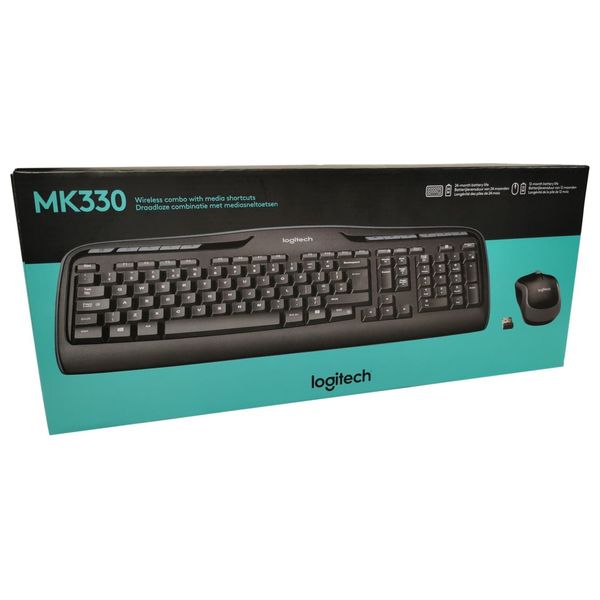 كيبورد وماوس لوجيتك MK330 - لاسلكيتين لنظام ويندوز - تردد 2.4 جيجاهرتز مع مستقبل يو اس بي - اسود