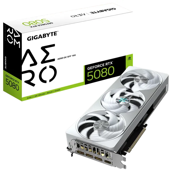  بطاقة رسومات كيكابايت - GV N5080AERO OC - بحجم 16 كيكابايت - GeForce RTX 5080 - ابيض 