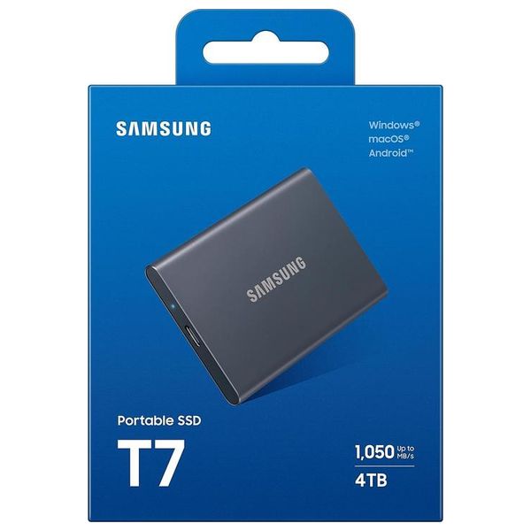  Samsung T7 - External SSD Hard Drive - 4TB - Up to 1050MB/s - Gray 