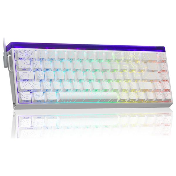 AULA Hero 68 HE  - Wired gaming keyboard - RGB backlit lighting effects - Durable side-printed PBT keycaps - White