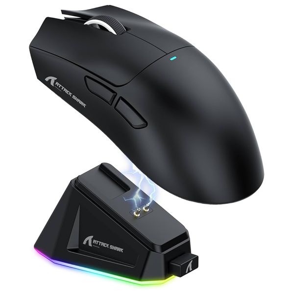  Attack Shark X11 Lightweight Wireless Gaming Mouse - Tri-mode connectivity 2.4GHz wireless, USB-C wired, Bluetooth - Black 