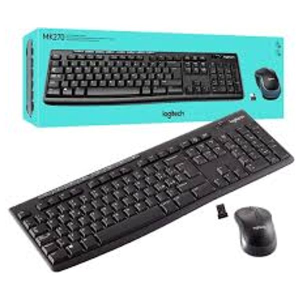 Logitech MK270 – Wireless Keyboard & Mouse Combo – Full-Size Keyboard, Compact Mouse - Black