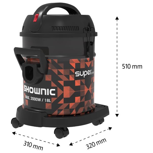  مكنسة شونك اسطوانية - 18 لتر - 2000 واط  - VB-18M20RCB - أسود 