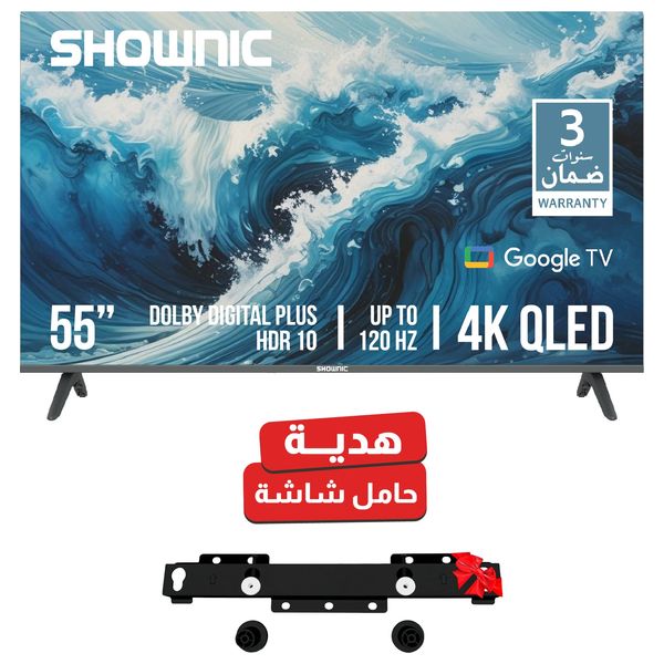  Shownic - 55 Inch TS 55AUHGQ - 4K - QLED - 120 Hz - Google TV + TV Stand 