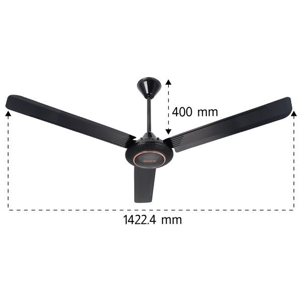 Shownic CF-56L40BZ - Ceiling Fan - 3 Pieces - Black 