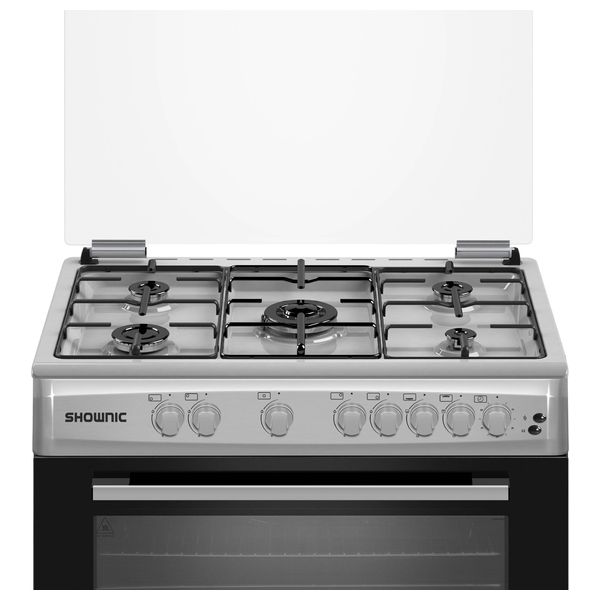  Shownic KCL-965GLX8 - 5 Burners - Gas Cooker - Silver 