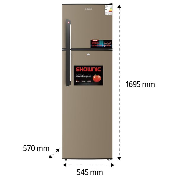  Shownic RF-DFT3501G - Top Mount Refrigerator - 10 ft - 260 L - Gold 