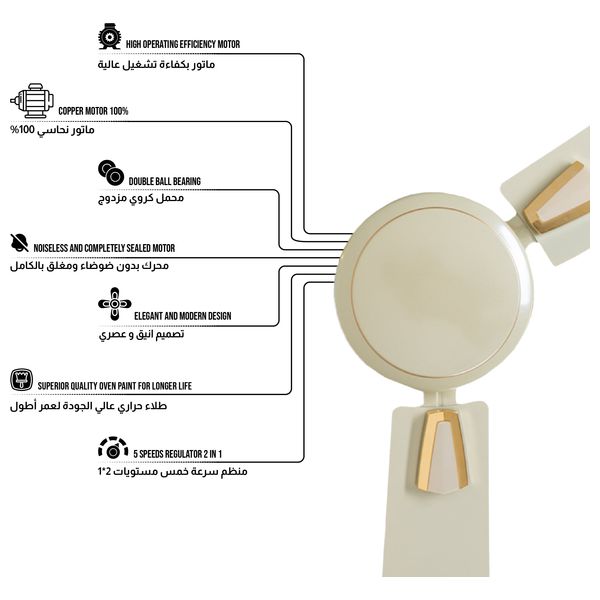  Shownic CFI-56H50GM - Ceiling Fan - 3 Pieces - 56 Inch - Gold 