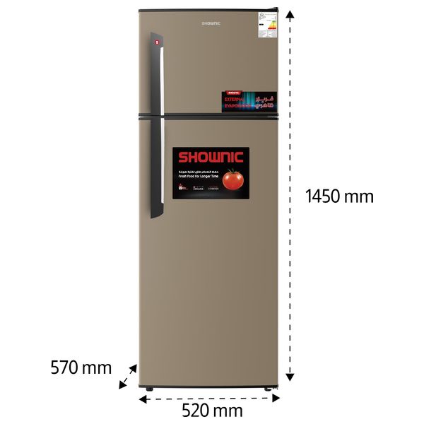  Shownic RF-DFT2701G - Top Mount Refrigerator - 8ft - Gold 