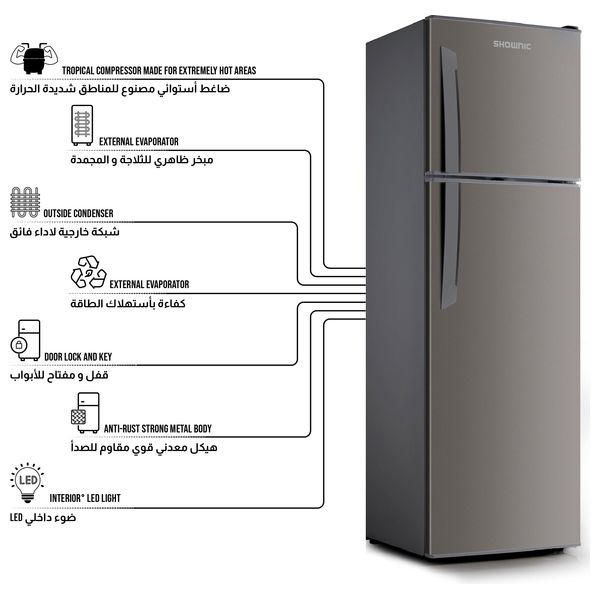  Shownic RF-DFT3501S -  Conventional Refrigerator - 10 ft - Silver 