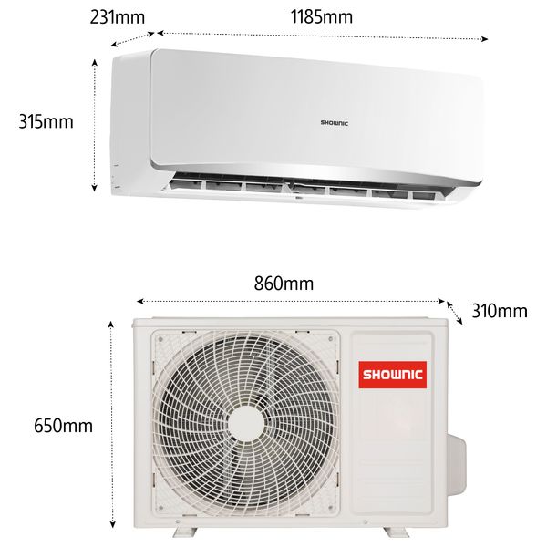  Shownic CS-H24T4NWS - Wall Split Air Conditioner - Cooling and Heating - 2 Ton - White 