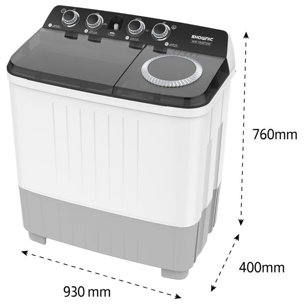  Shownic WW-1500TXW-NI-B2400CB - 10Kg - Twin Tub Washing Machine - White 