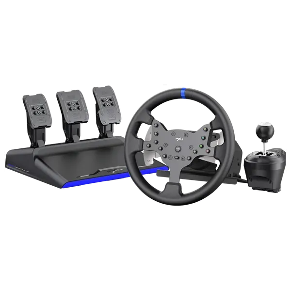  PXN V99 Racing Wheel - Dual Motor 3.2Nm - Hall Magnetic Pedals - Gear Shifter - Compatible with PC, Xbox, and PS4 - Black 