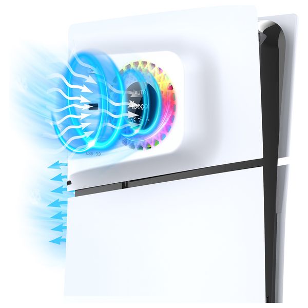  حامل شحن مع مروحة تبريد لجهاز PS5 Slim - أبيض 