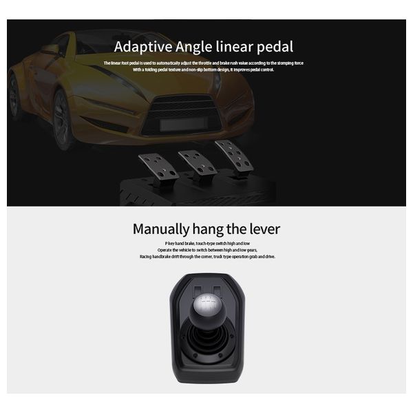  عجلة قيادة سباق بي اكس ان V9  - مع دواسات وذراع نقل -  اسود 