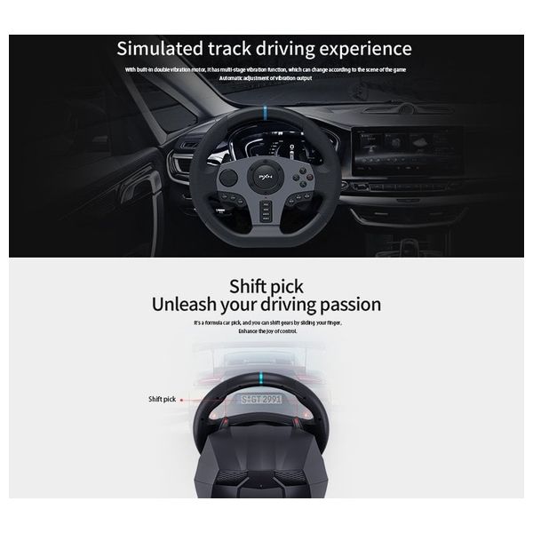  عجلة قيادة سباق بي اكس ان V9  - مع دواسات وذراع نقل -  اسود 