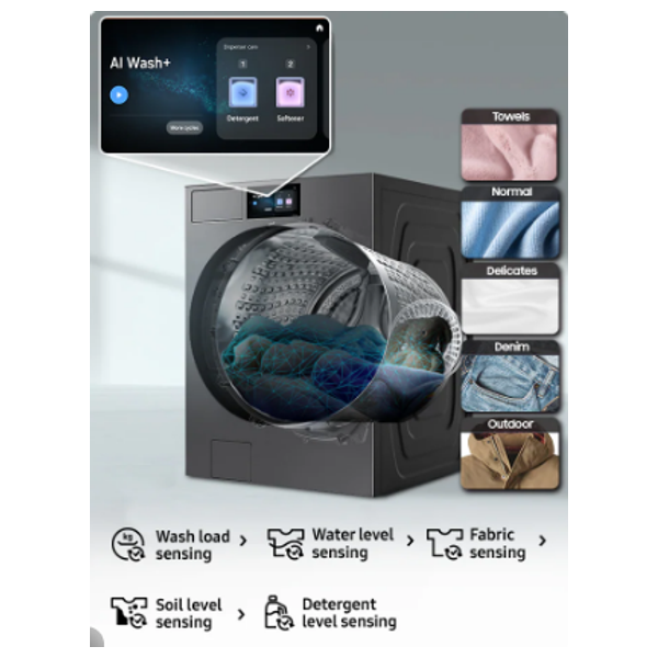  Samsung WD90F22BCSRQ - 22/11Kg - Front Loading Washing Machine & Dryer - Gray 