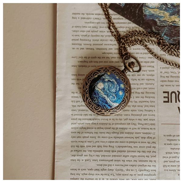  Starry Night Crafts Bronze Pocket Watch Blue 