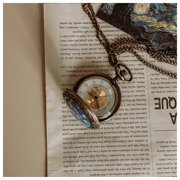  Starry Night Crafts Bronze Pocket Watch Blue 