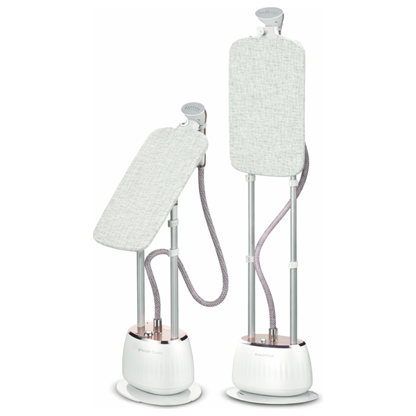  مكواة بخار الملابس سلفر كلاس - تصميم 2 في 1 مكواة بخار مع لوح مدمج - ارتفاع قابل للتعديل لمزيد من الراحة - أبيض 