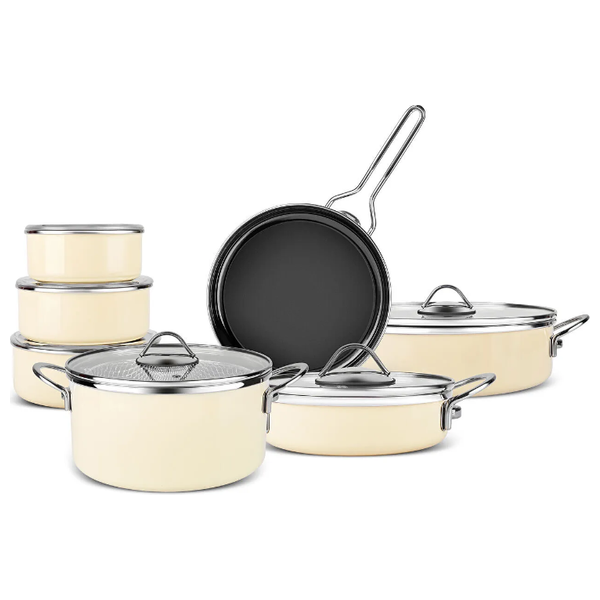  طقم ادوات طهي كاراكا - 14 قطع - Erva - كريمي 