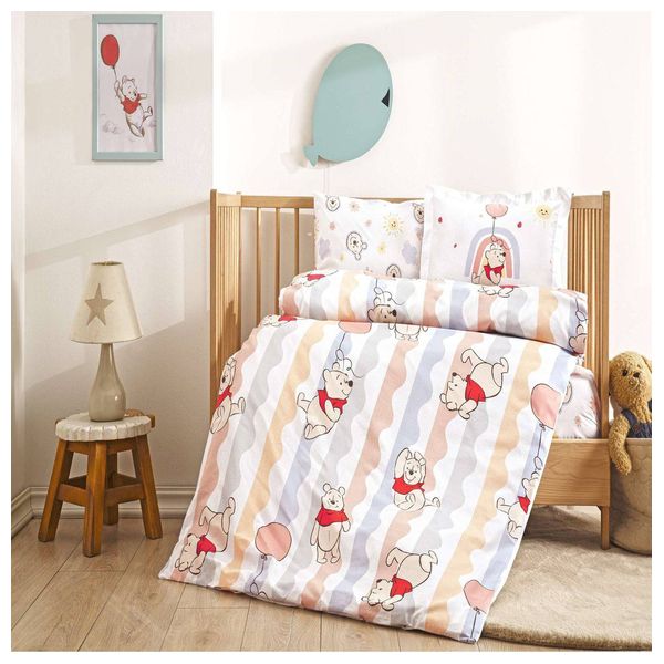  تاج طقم مفرش للاطفال حديثي الولادة 120×180 سم - 4 قطع - ابيض 