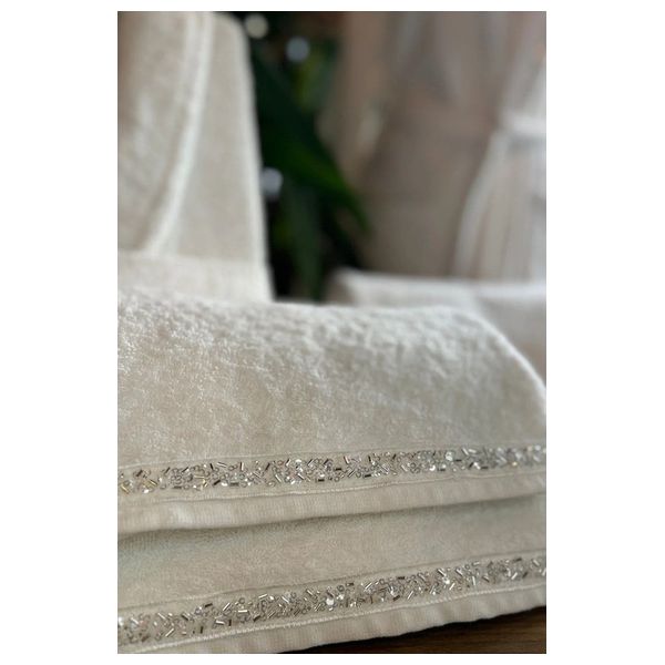  ايلارت مجموعة مناشف وروب حمام مزدوج - 6 قطع - ابيض 