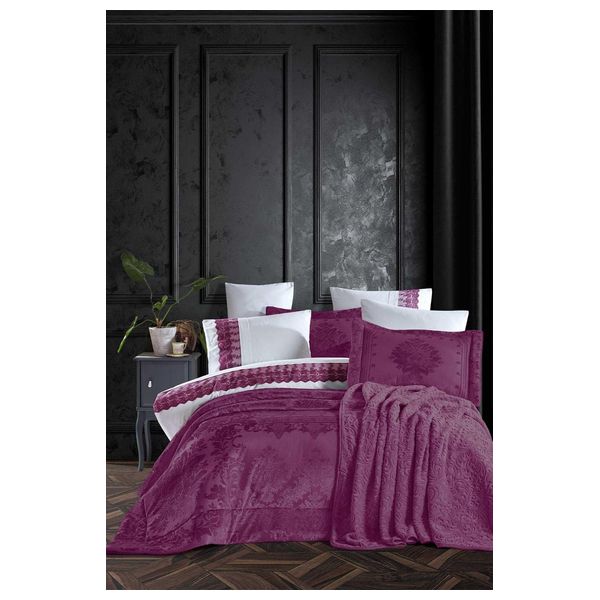  ايلارت طقم لحاف مزدوج 260 × 240 سم - 10 قطعة - ماروني 