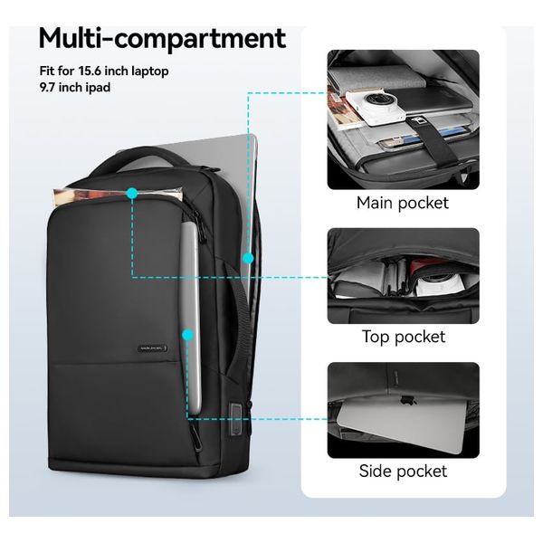  حقيبة ظهر لابتوب مارك ريبان باجز - اسود 