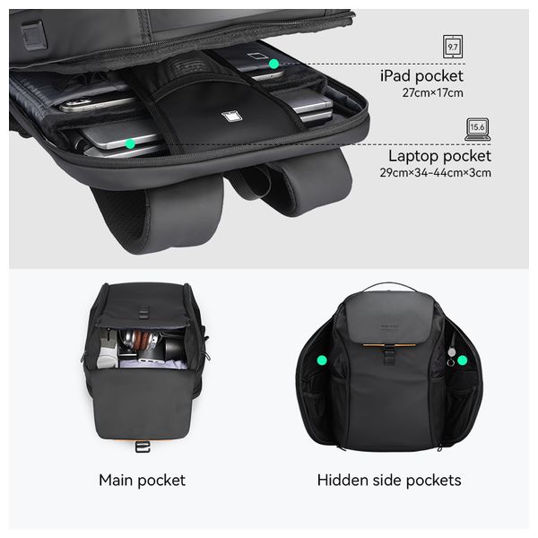  حقيبة ظهر لابتوب مارك ريبان باجز - اسود 