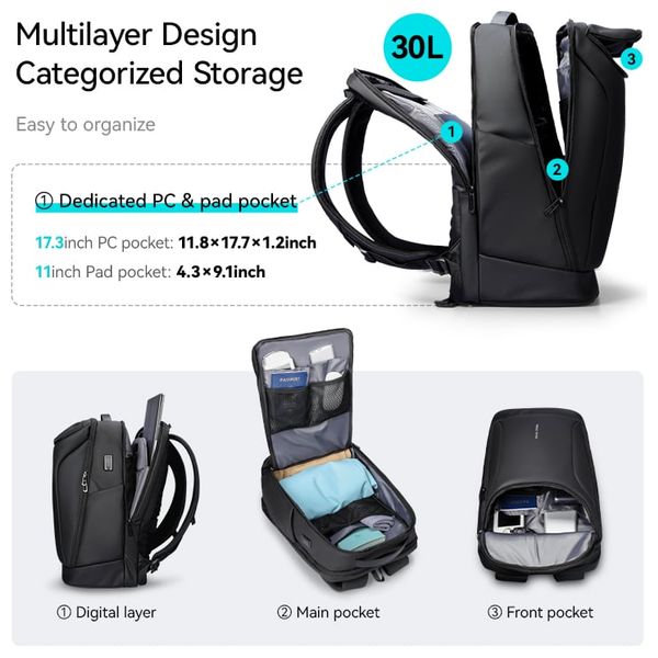  حقيبة ظهر لابتوب مارك ريبان باجز - اسود 