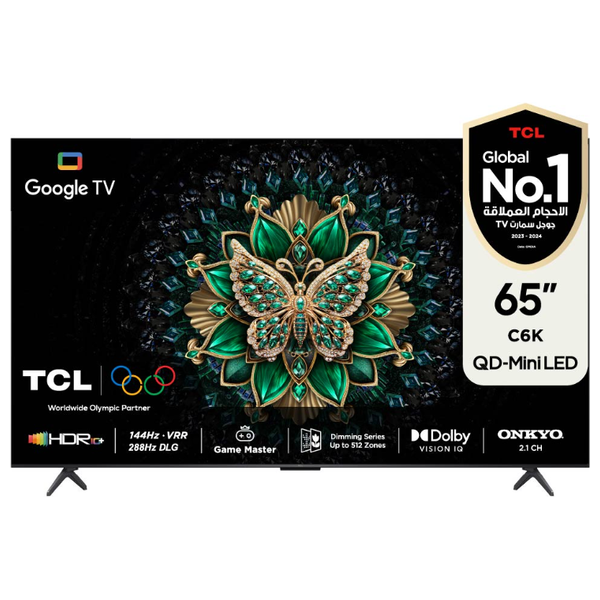 شاشة تي سي ال 65-انج فئة C6K - سمارت - 4K - QD-Mini LED - إصدار 2025 - 144 هيرتز