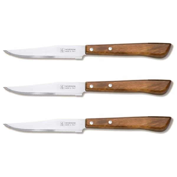  إينوكس بونومي اكسترا وود مجموعة سكاكين اللحم - 3 قطع - بني 
