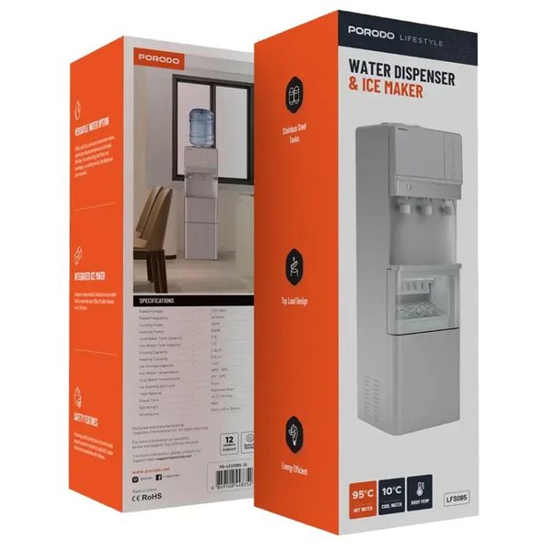  براد ماء  بورودو لايف ستايل LFST085 - صانع ثلج مدمج - ستانلس ستيل - قفل أمان للأطفال 