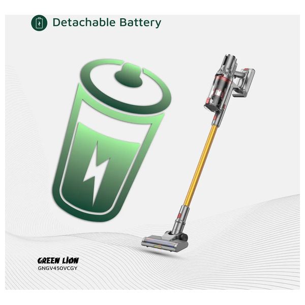  Green Lion GV-450 Cordless Vacuum Cleaner - 4 Modes - Touchscreen - 450W Motor - 35kPa Suction - 2500mAh Battery 
