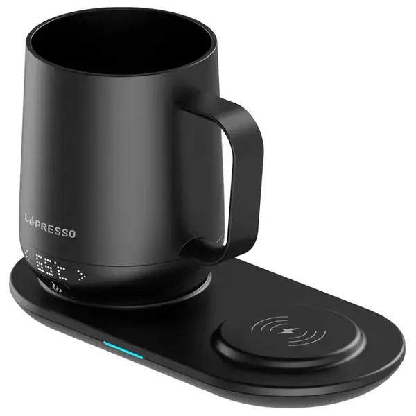  كوب التسخين الذكي ليبريسو  - قاعدة شحن لاسلكية - 355 مل - 1200 مللي أمبير -  مقاوم للماء IPX6 - اسود 