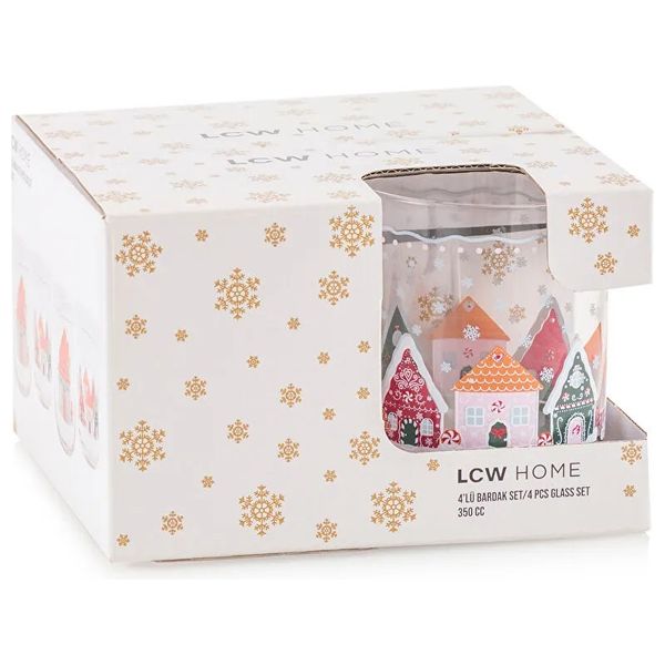  طقم أكواب رأس السنة الجديدة من إل سي وايكيكي - 4 قطع - أبيض ذهبي 