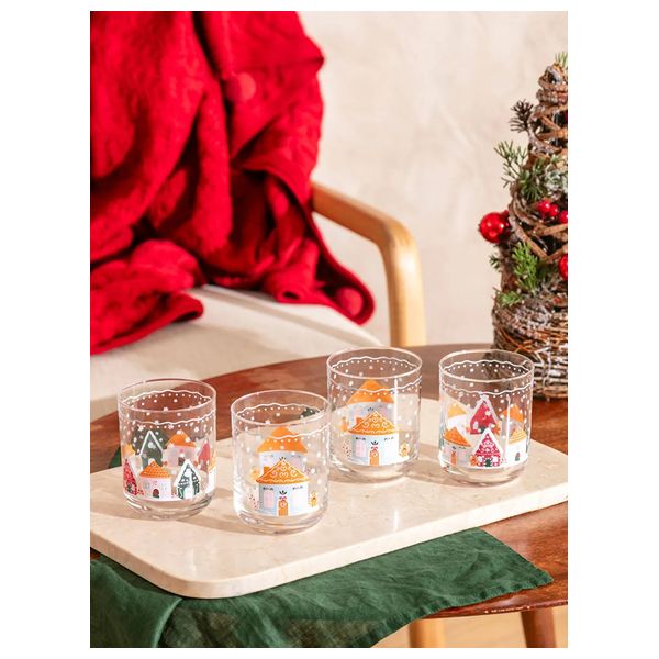  طقم أكواب رأس السنة الجديدة من إل سي وايكيكي - 4 قطع - أبيض ذهبي 