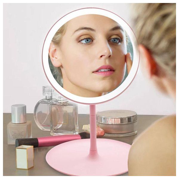  أوبتيما مرآة مكياج LED محمولة بإضاءة - وردي 