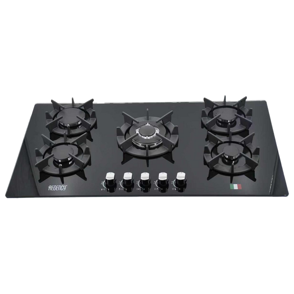 Regency 9025 - Built-In Gas Cooker - 90 cm - 5 Burner - Black Glass