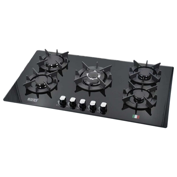 Regency 9025 - Built-In Gas Cooker - 90 cm - 5 Burner - Black Glass