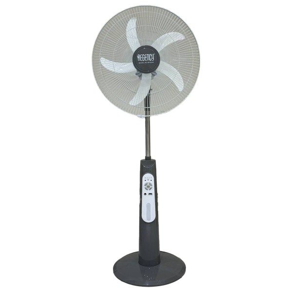  مروحة أرضية قابلة للشحن ريجنسي - إضاءة LED -  بطارية 12 فولت -  RG-RF3018 - اسود 