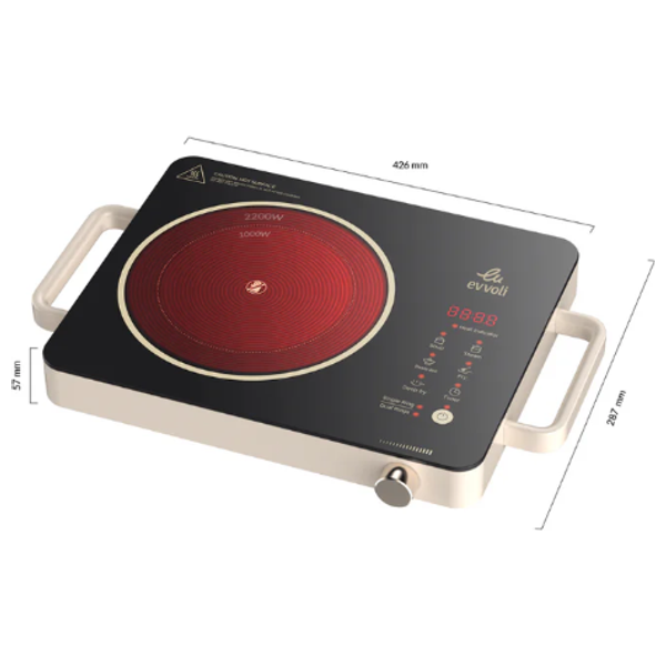  Evvoli EVKA-CH105C - Electric Ceramic Cooker -  1 Flame - 2200 W - Black 