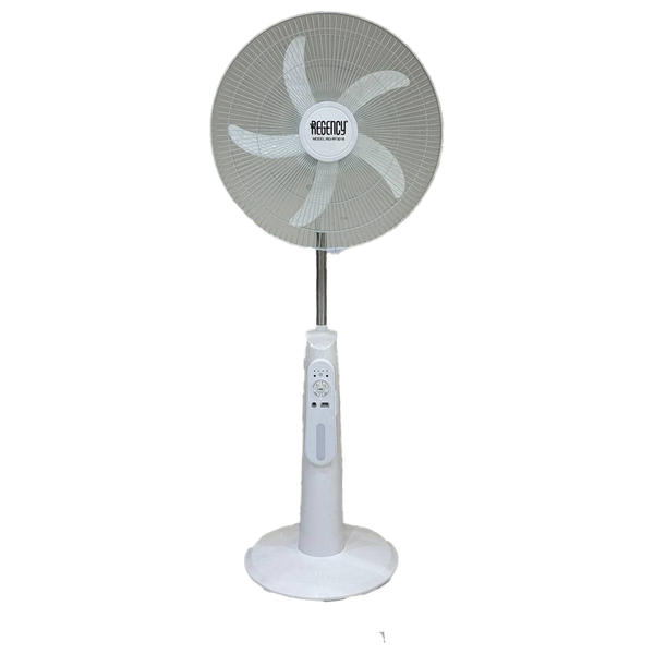  مروحة أرضية قابلة للشحن ريجنسي  - مزودة بإضاءة LED - شحن للهواتف المحمولة - RG-RF3018 - أبيض 