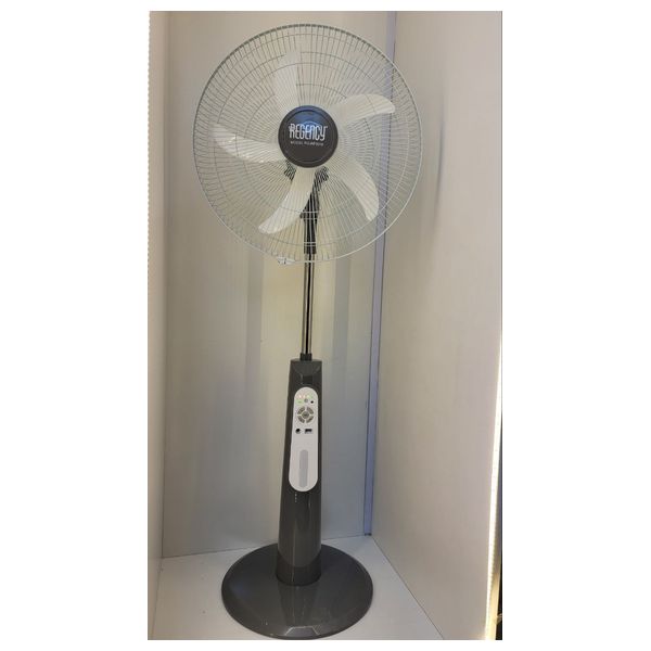  مروحة أرضية قابلة للشحن ريجنسي - إضاءة LED -  بطارية 12 فولت -  RG-RF3018 - اسود 