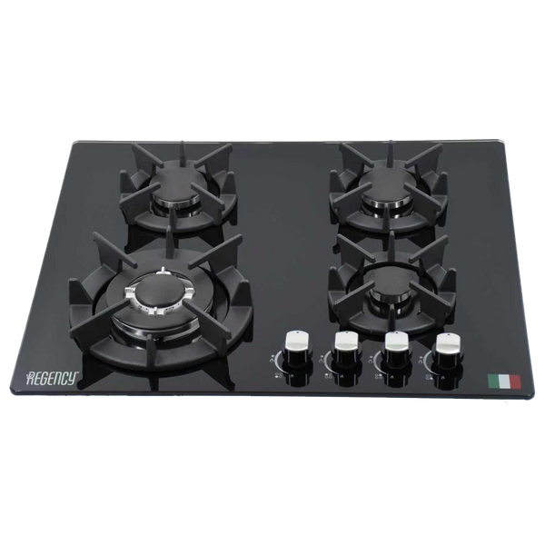 Regency 6038 - Built-In Gas Cookers - 60 cm - 4 Burner - Black Glass