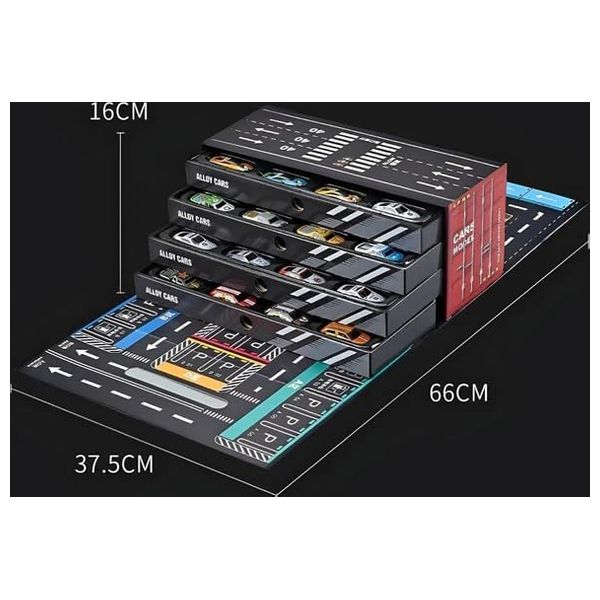  مجموعة سيارات مع مرآب متعدد الطوابق للأطفال - 48 قطعة 