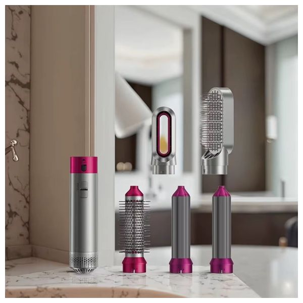  انزو نظام تصفيف الشعر الاحترافي 5 في 1 - طقم مصفف شعر بالهواء الساخن - EN-6206 - سلفر 