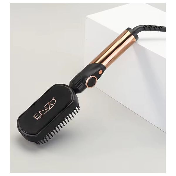  إنزو فرشاة تمليس الشعر بالكراتين والنانو آيون - EN-4002 - جهد مزدوج, شاشة LED - ذهبي 